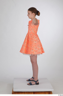 Selin drape dressed orange short dress standing t poses whole body 0003.jpg